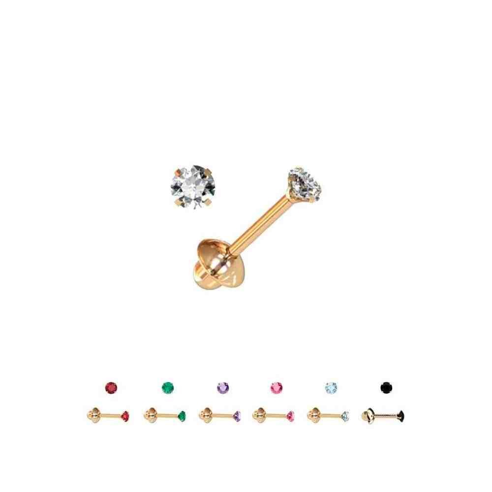 Brinco Brilhante Ouro Dourado Infantil Elister S25B