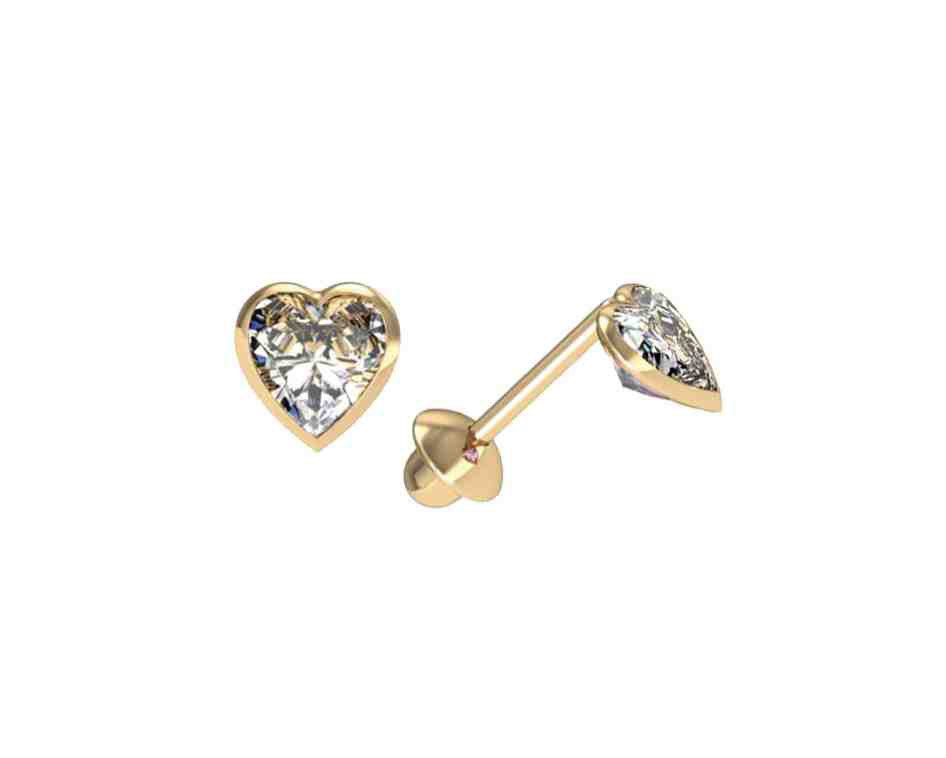 BRINCO DE PEDRA CORACAO 4.0MM – 18K