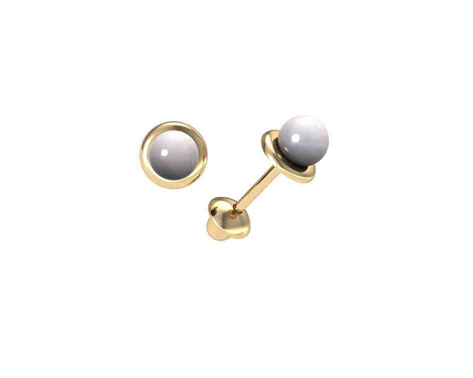 BRINCO DE PEROLA ROSETA LISA 3.0 MM BABY – 18K