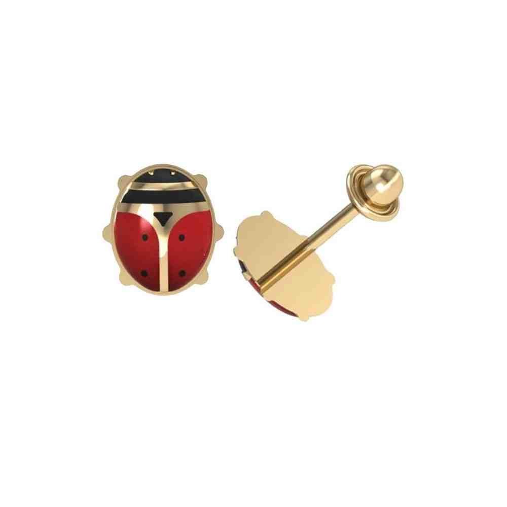 Brinco Joaninha Ouro Amarelo E01-P/FR