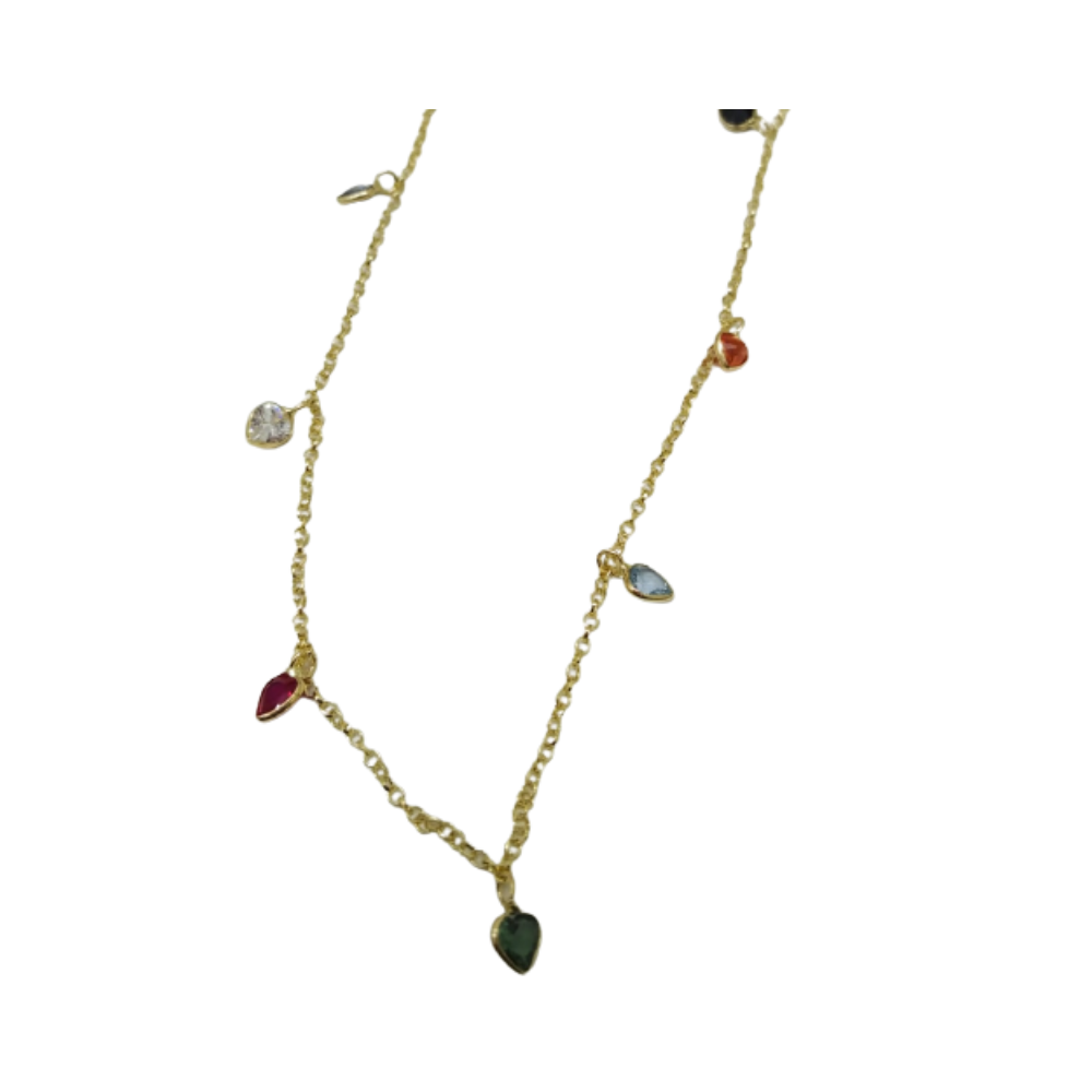 Gargantilha Pedras de Coração Ouro Dourado GAX0080