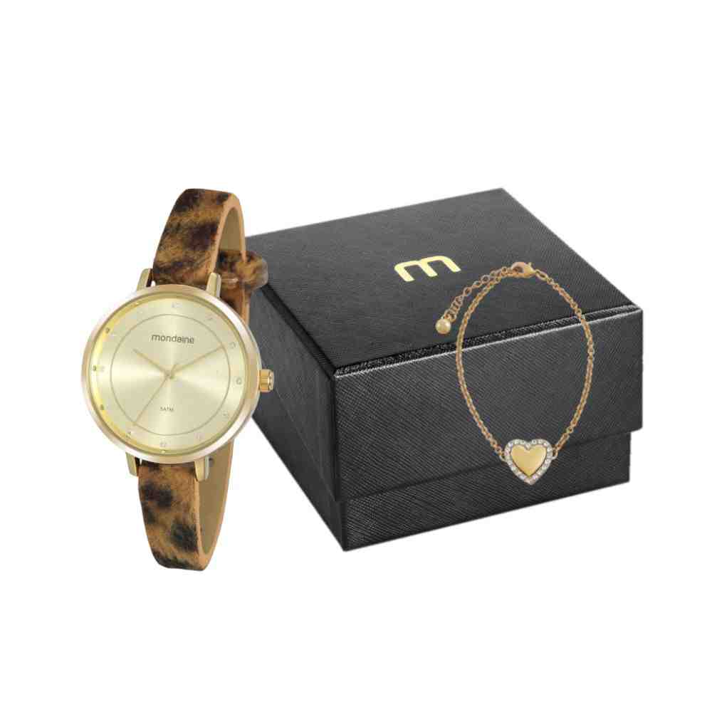 Kit Relógio Animal Print Feminino Mondaine 32175LPMVDH1K3