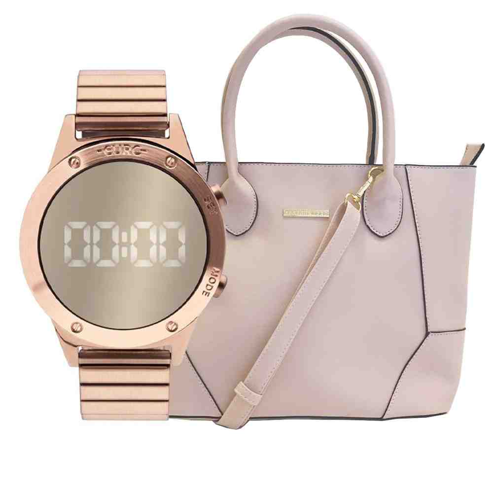 Kit Relógio Feminino Rose Euro + Bolsa Rose + Lente Olho de Peixe EUJHS31BAC/B4D – Rose