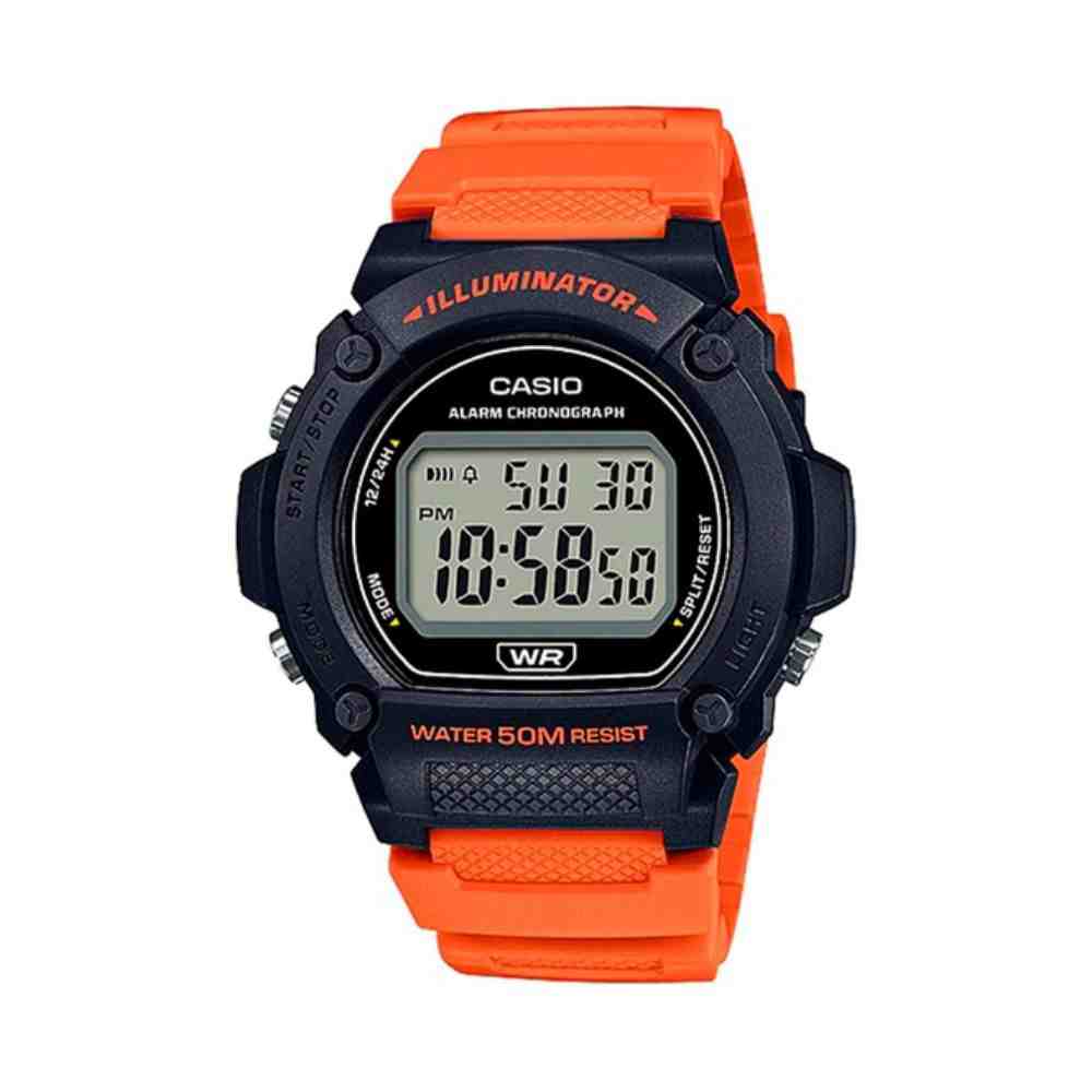 Relógio Laranja e Preto Masculino Casio Illuminator W-219H-4AVDF-SC