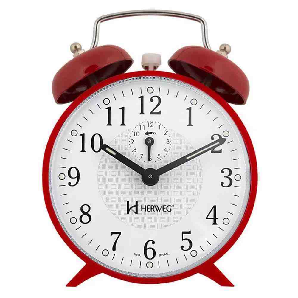 Relógio Despertador Mecânico Vermelho Herweg 2206-044