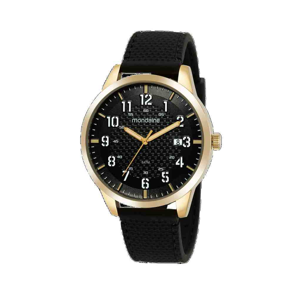 Relógio Mondaine Preto e Dourado Masculino 32279GPMVDI1