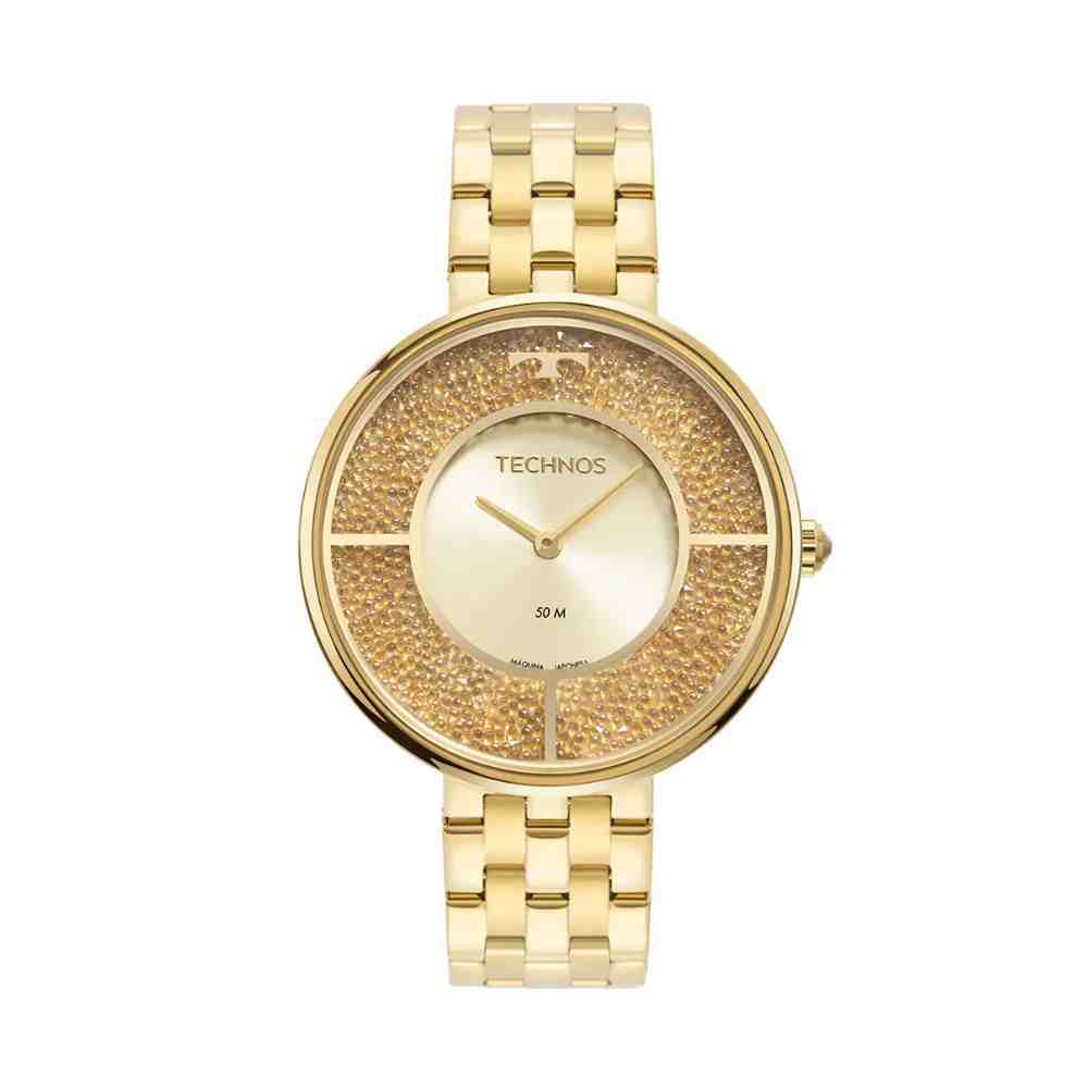 Relógio Dourado Feminino Technos Crystal 2025LTS/1X