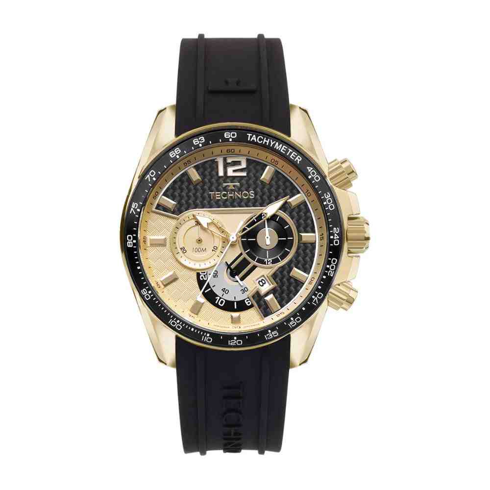 Relógio Dourado Masculino Technos Carbon JS25BBM/2P