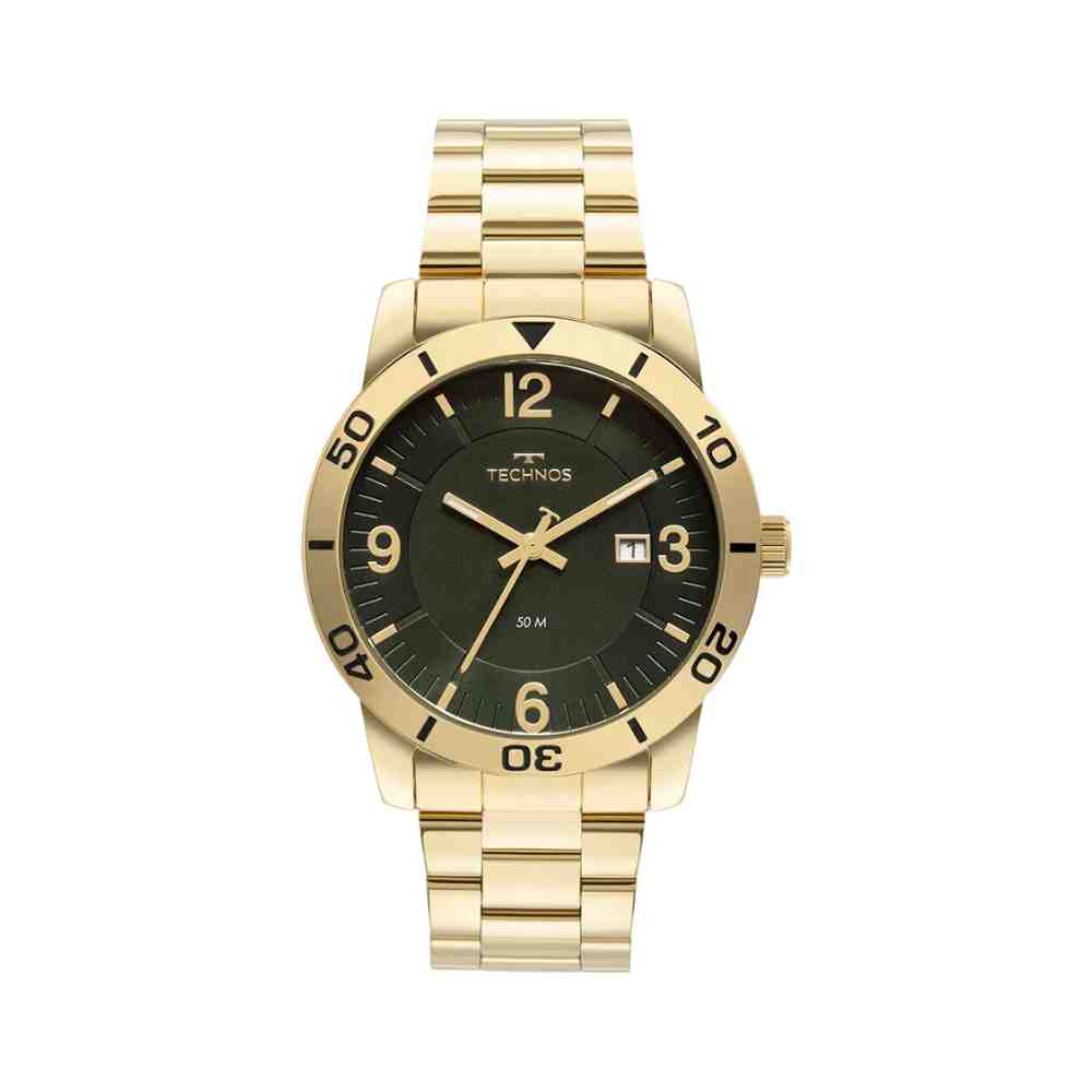 Relógio Dourado Masculino Technos Militar 2115MXI/1V