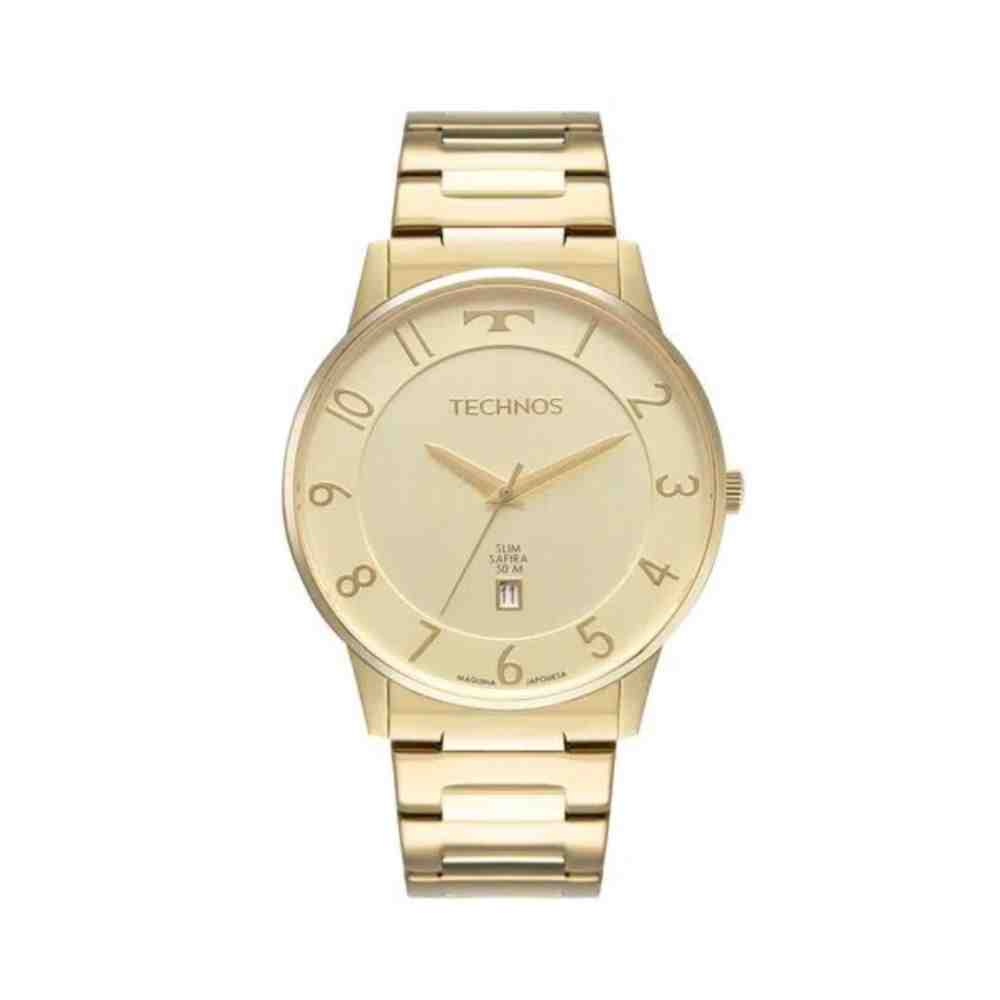 Relógio Dourado Masculino Technos Slim GM10YP/1D