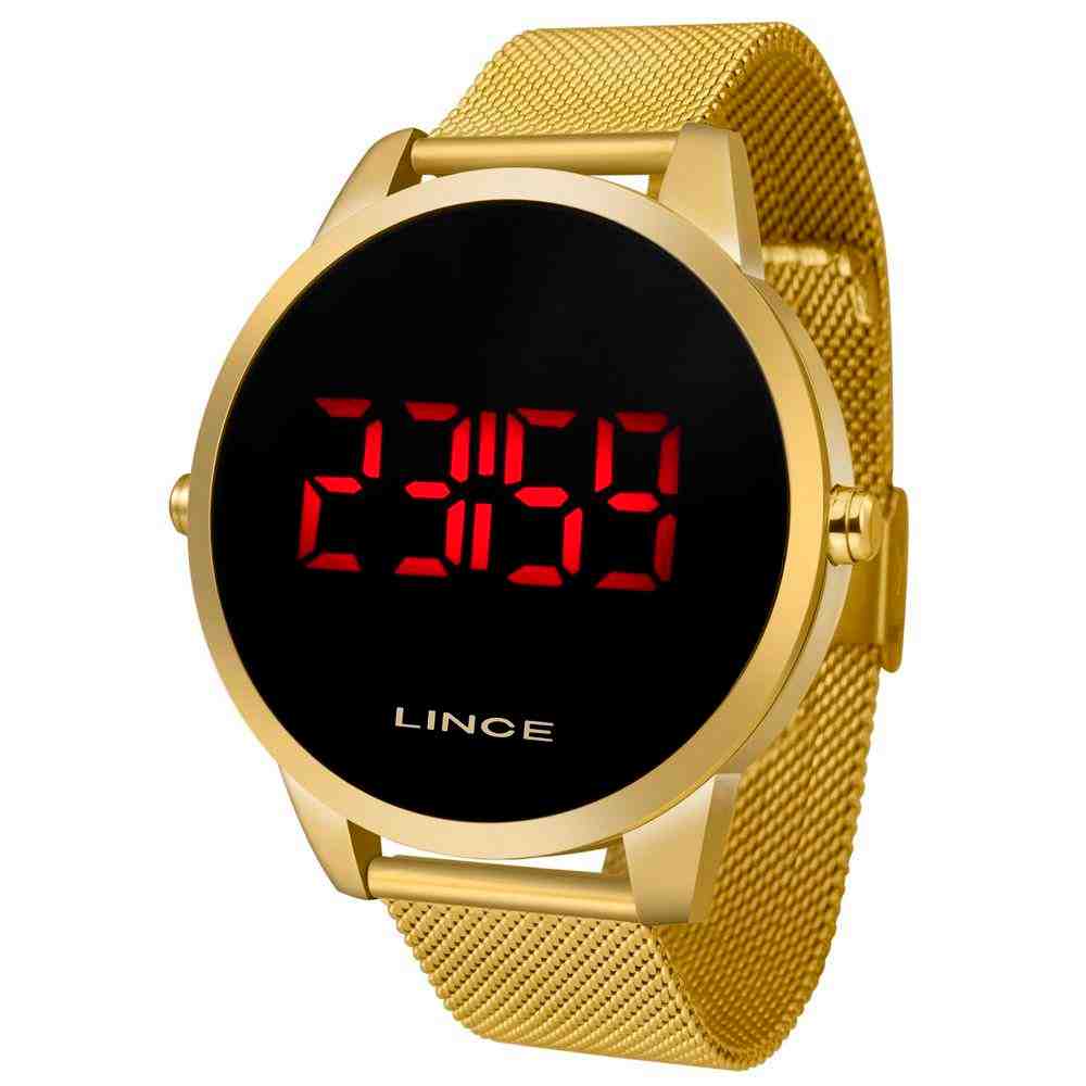 Relogio Lince Feminino Digital Mdg4586l Pxkx Aço Dourado