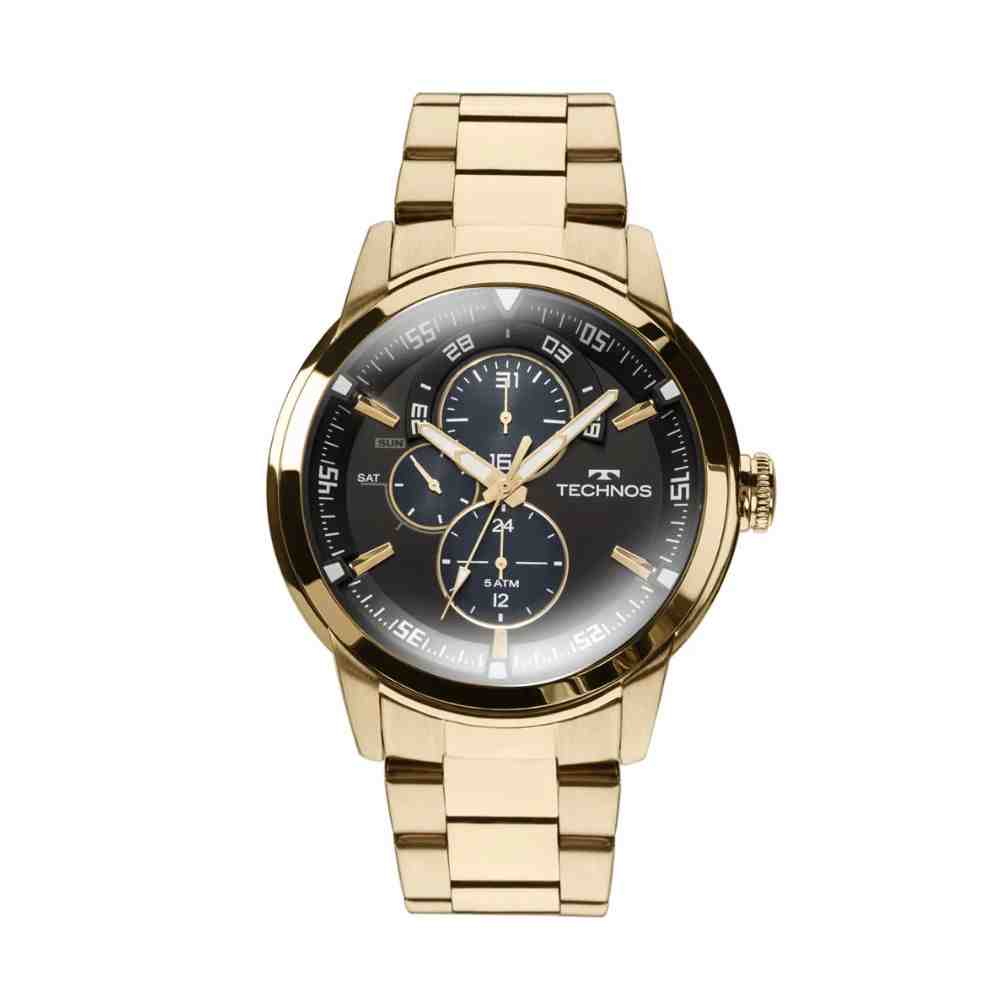 Relógio Dourado Masculino Technos Grandtech 6P57AA/4P