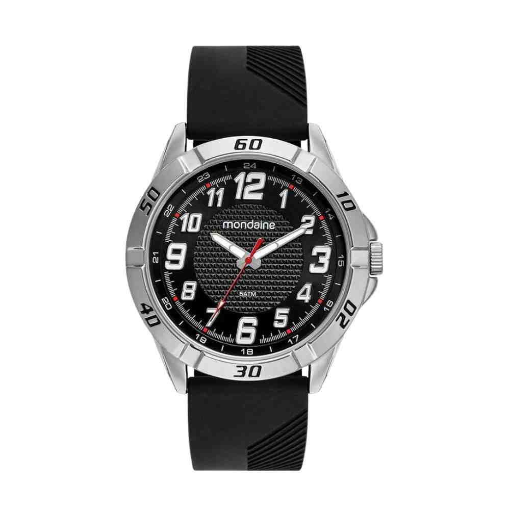 Relógio Mondaine Prata Preto Masculino 32574G0MVNI2