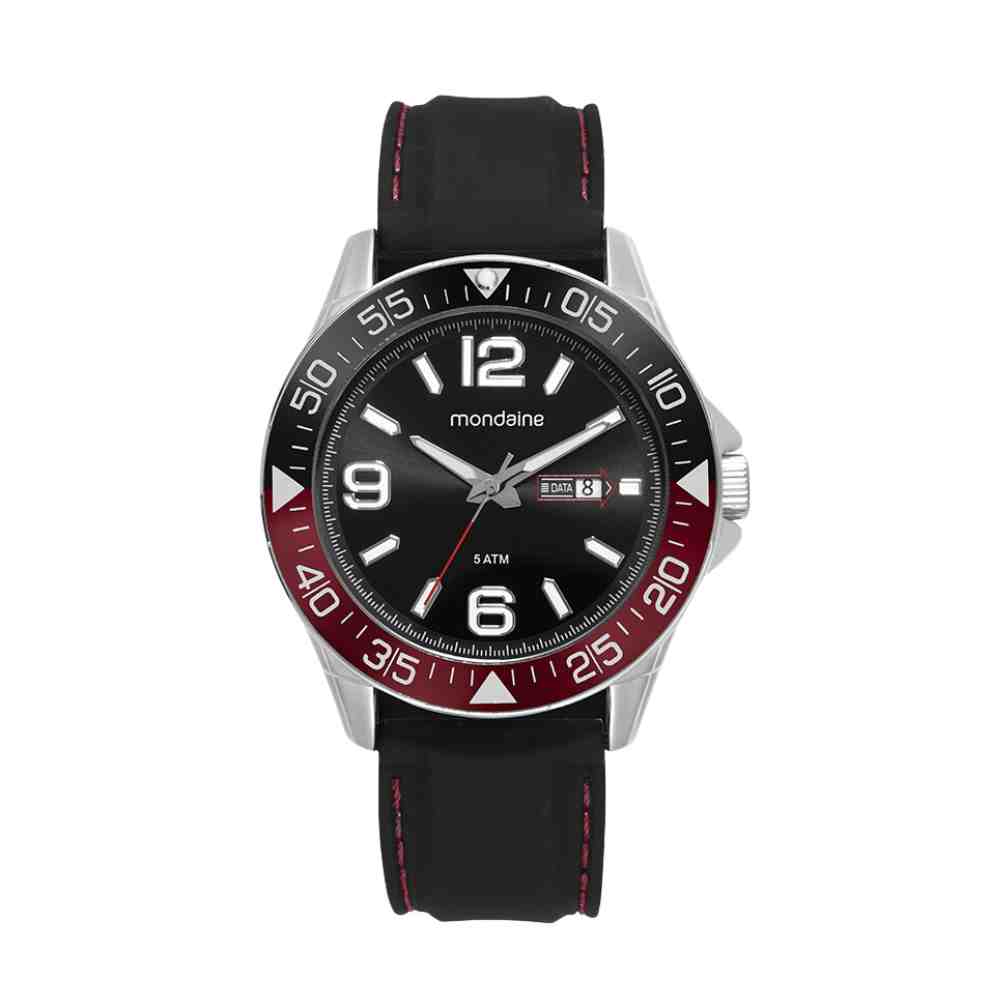 Relógio Mondaine Prata Preto Masculino 32624G0MVNI2