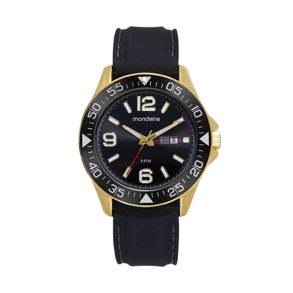 Relógio Mondaine Preto Dourado Masculino  32624GPMVDI1