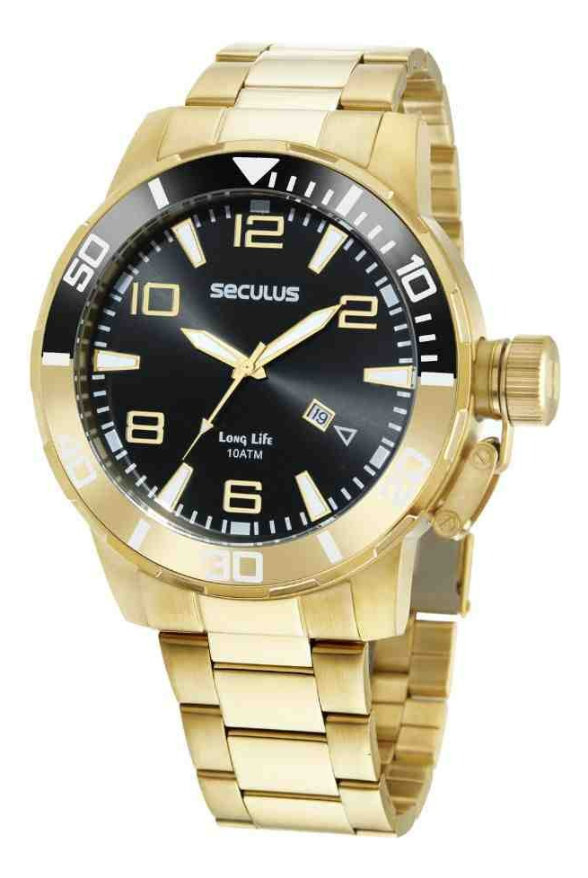 Relógio Seculus Dourado Masculino 44102GPSVDA2 – Dourado – Preto