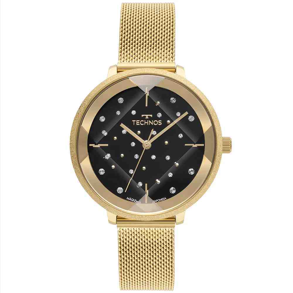 Relógio Dourado Feminino Technos Crystal 2036MPS/1P