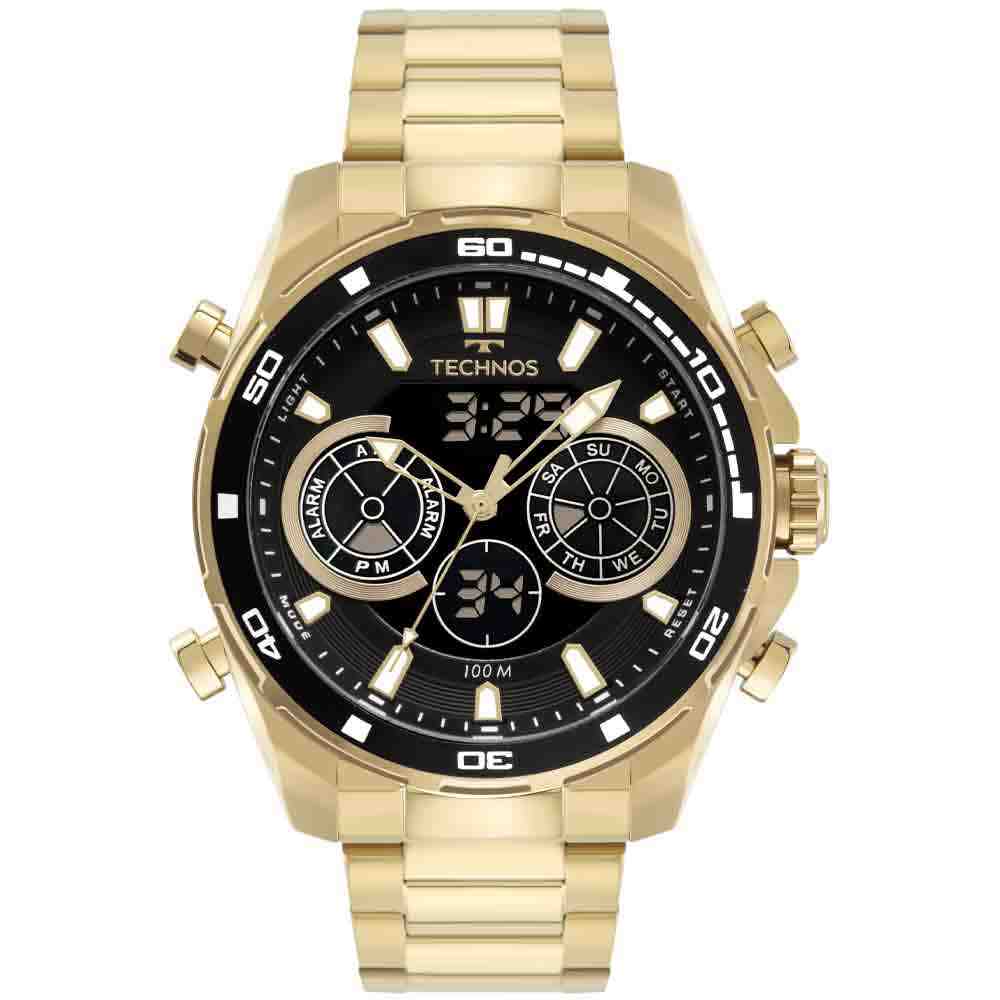 Relógio Dourado Masculino Technos Ts Digitech BJ3530AA/1P