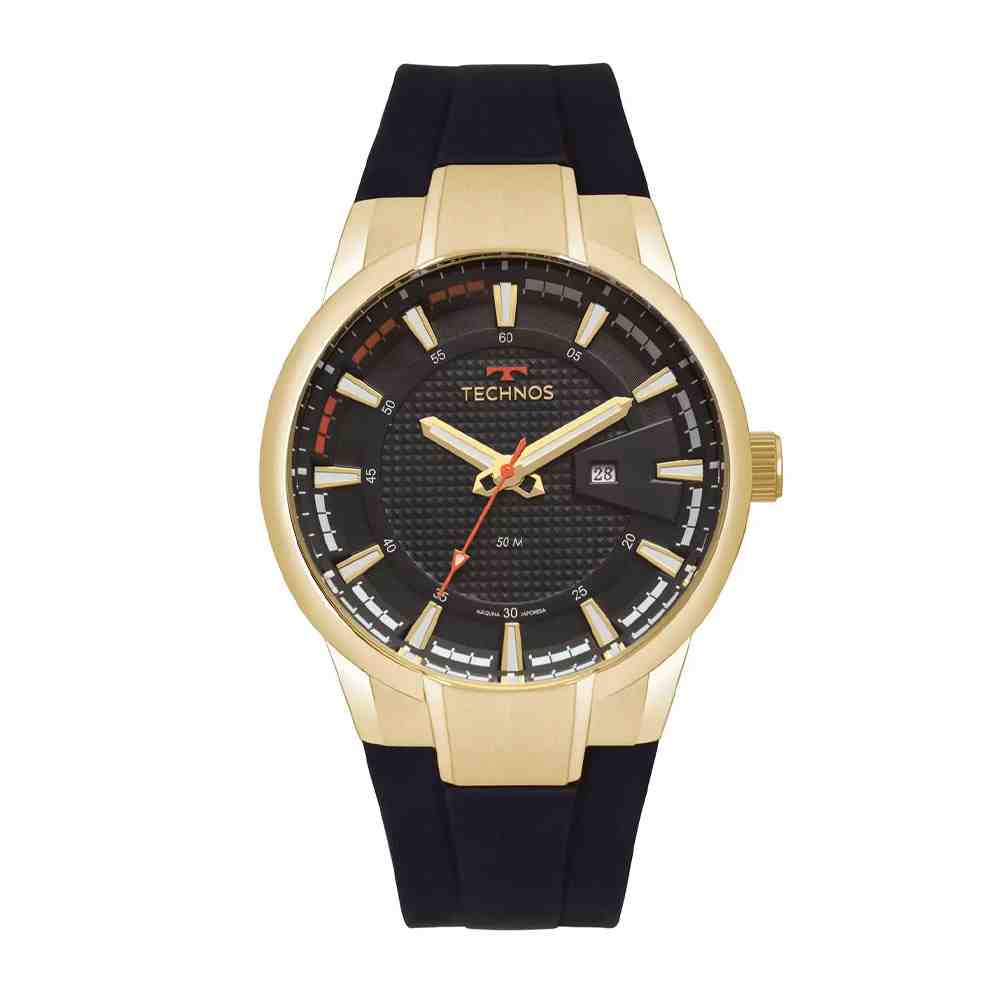 Relógio Preto e Dourado Masculino Technos Perform Racer 2117LAZ/8P